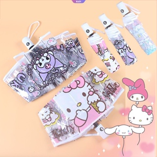 ใหม่ Kawaii Sanrio ร่มพับอัตโนมัติ แบบหนา ลายการ์ตูน Hello Kitty Kuromi Cinnamoroll [RAIN]