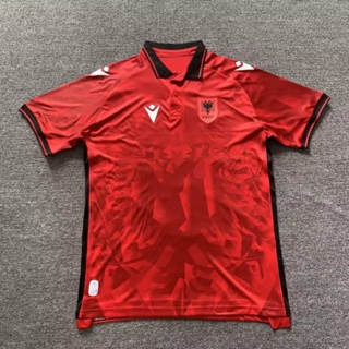 เสื้อกีฬาแขนสั้น ลายทีมชาติฟุตบอล Albania Home Away Two Away 23-24 ชุดเหย้า S-XXL ชุดเหย้า สําหรับผู้ชาย