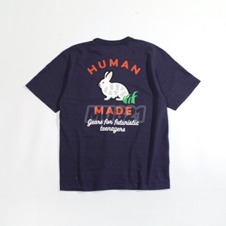 เสื้อยืดแขนสั้น ผ้าฝ้ายแท้ พิมพ์ลายกระต่าย HUMAN MADE POCKET สําหรับผู้ชาย และผู้หญิง