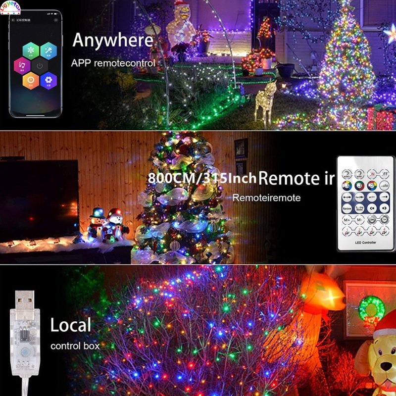 ยูเอสบี สมาร์ท แอป แสง RGB แถบระยะไกลบลูทูธเพลงกระโจมน้ําไหลแสงหายใจคริสต์มาสบรรยากาศแสงสตริงโดยรอบบรรจุแสงต้นคริสต์มาสแสง - รูปที่ 2