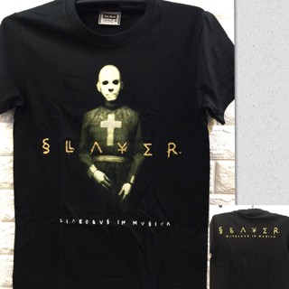 เสื้อยืดแขนสั้น พิมพ์ลายวงร็อค Slayer สีดํา