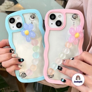 เคสโทรศัพท์มือถือใส แบบนิ่ม ลายดอกไม้ กันกระแทก มีสายโซ่คล้อง สําหรับ IPhone 11 14Pro Max 13Pro IP 12 Pro Max XR XS 7 8 Plus