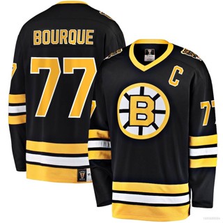 เสื้อยืดแขนยาว พิมพ์ลาย Jay NHL Ray Bourque Boston Bruins Jersey สีดํา สไตล์สปอร์ต พลัสไซซ์