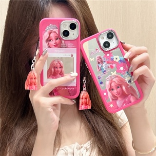 ขายดี เคสโทรศัพท์มือถือ ซิลิโคน กันกระแทก ลายการ์ตูนเจ้าหญิงบาร์บี้น่ารัก พร้อมกระจก สําหรับ Iphone 12 11 13 14 PRO MAX 13ProMax 12 13pro 11 14pro