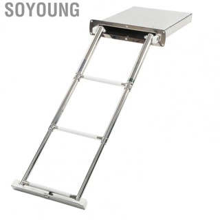 Soyoung Concealed Box Telescopic Ladder  316 Stainless Steel Boat Folding 3 Steps Ladder Space Saving Ergonomic  for Yatch