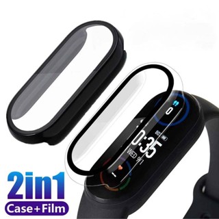 2in1 ฟิล์มกันรอยหน้าจอ แบบเต็มจอ 3D ไม่มีกระจก สําหรับ Xiaomi Mi Band 8 7 6 5 4 Xiaomi Miband 8 Band7