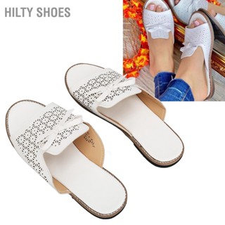  HILTY SHOES ผู้หญิงโบว์ด้านหน้าแพลตฟอร์มรองเท้าแตะสีธรรมดาติดตั้งรองเท้าแตะเปิดนิ้วเท้าแฟลตสำหรับฤดูร้อนหญิง