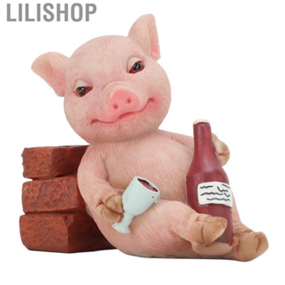 Lilishop Pig Statue Resin Retro Hand Painted Vivid Cute Decorative  Figurine DGD