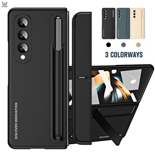 [พร้อมปากกา] 2 In 1 มองไม่เห็น สําหรับ Samsung Galaxy Z Fold 4 เคสที่ถอดออกได้ ที่ใส่ปากกา เคสป้องกัน (สีดํา)