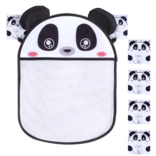 Home Practical Convenient Quick Dry Polyester Durable Self Adhesive Sturdy Dirt Resistant Panda Pattern Bath Toy Storage