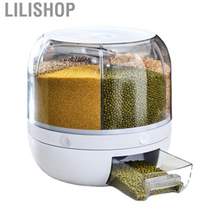 Lilishop Rotating Rice Bucket  PP Damp Proof Grains Separate Storage Box Good Sealing Visible  for Home