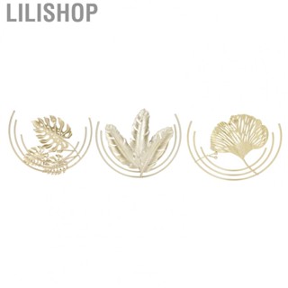 Lilishop Metal Leaf Wall Decor  Gold Metal Art Wall Sculpture Iron Art 3D Stereo Rust Proof Elegant Easy Installation  for Office