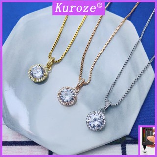 Kuroze สร้อยคอทองคํา 18K จี้เพชรสีขาว คลาสสิก เรียบง่าย สร้อยคอแฟชั่น Colorfast