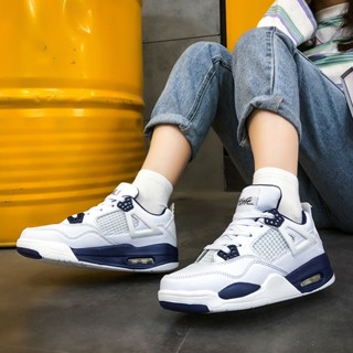 รองเท้าผ้าใบลําลอง Jordan 4 Retro Air Cushion Midnight สีกรมท่า สําหรับผู้ชาย ผู้หญิง เหมาะกับการเล่นกีฬา HZQ2