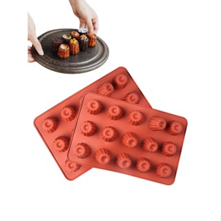 2pcs Festival Cooking Party Kitchen Bread Nonstick Heat-Resistant 15-Cavity Baking Canele Cake Molds