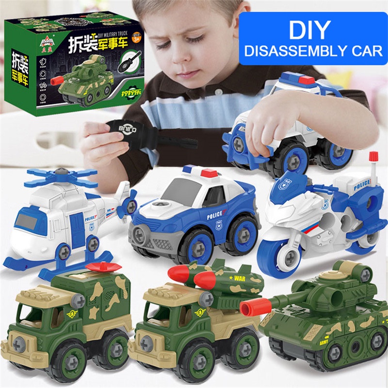 Toy Vehicles 49 บาท Aoda DIY ประกอบของเล่นรถดึงกลับรถทหารรุ่น Mini รถจักรยานยนต์รถจักรยานยนต์ของเล่นที่ถอดออกได้เด็กปริศนาการศึกษาของเล่น Mom & Baby