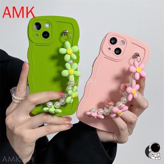 Amk เคสโทรศัพท์มือถือแบบใส ลายดอกไม้ 3D พร้อมสายคล้องข้อมือ สําหรับ tecno spark go 2023 10 10c pop pova 2 3 4 5 6 go 7 8 9 pro 9t 8c 8p 7p air lite CRSDBL