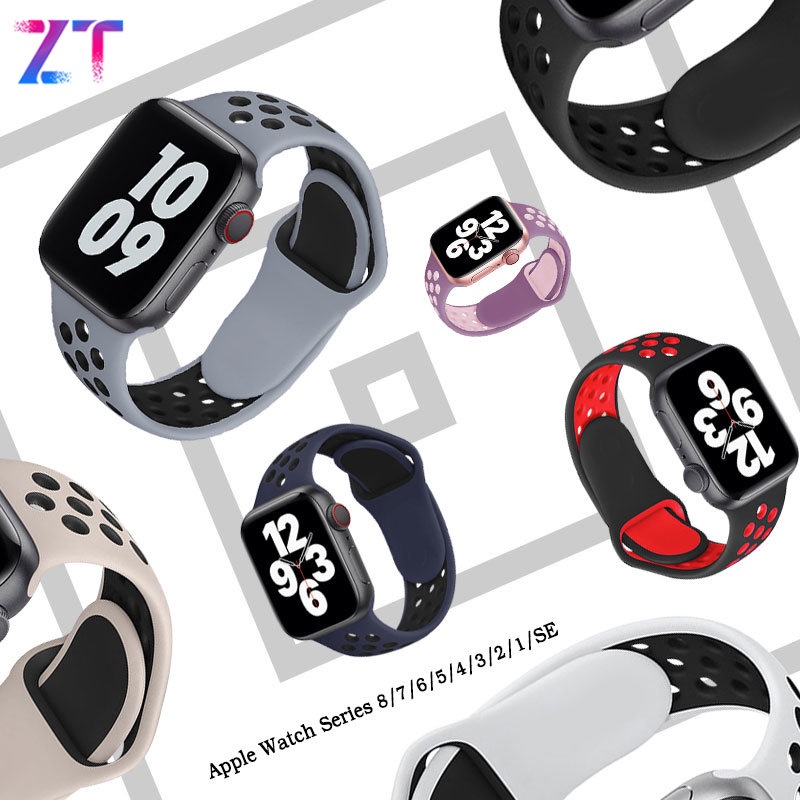 สายนาฬิกาข้อมือซิลิโคน Watch สีพื้น คุณภาพดี หน้าปัด Size 38/40/41/42/44/45/49 Series 8/7/6/5/4/3/2/1 SE# A-013
