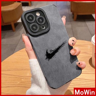 Mowin - เข้ากันได้สำหรับ เคสไอโฟน เคสไอโฟน11 เคส iphone 11 หนังสีเทา นักเรียนแพทช์หนังนิ่ม เคสกล้องกันกระแทกที่เรียบง่ายสัญลักษณ์ที่ถูกต้องเข้ากันได้กับ iPhone 13 Pro max 12 Pro Max 11 xr xs max 7Plus 8Plus