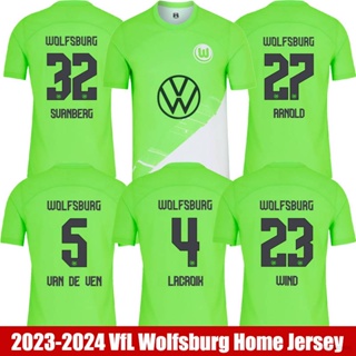 เสื้อกีฬาแขนสั้น ลายทีมชาติฟุตบอล VfL Wolfsburg HQ1 2023-2024 Lacroix VanDeVen Arnold Svanberg พลัสไซซ์ สําหรับผู้ชาย และผู้หญิง QH1