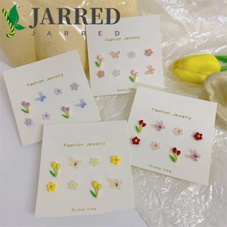 Jarred ต่างหูดอกทิวลิปน่ารักสไตล์เกาหลีสําหรับผู้หญิง 4 คู่ / ชุด