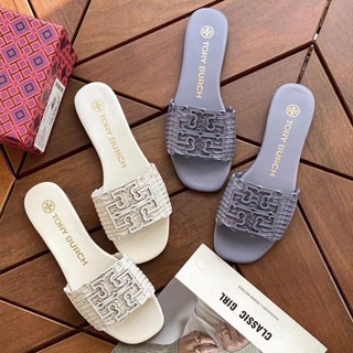 TORY BURCH  รองเท้าแตะ หนังแกะนิ่ม ส้นแบน มีสองสี