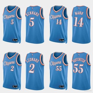 เสื้อกีฬาบาสเก็ตบอลแขนกุด ลายทีม Ani NBA Jersey Clippers Kennard Mann Leonard Hartenstein สไตล์คลาสสิก