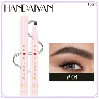 Handaiyan ดินสอเขียนคิ้ว 4 แท่ง สีน้ําตาลเข้ม ธรรมชาติ กันน้ํา ติดทนนาน 5 สี