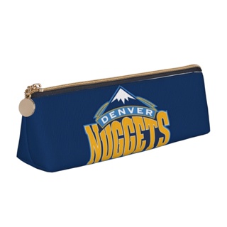 กระเป๋าดินสอ กระเป๋าเครื่องเขียน กระเป๋าหนัง ทรงสามเหลี่ยม พิมพ์ลาย Denver Nuggets DEN มีซิป แฟชั่น สําหรับนักเรียนวัยรุ่น