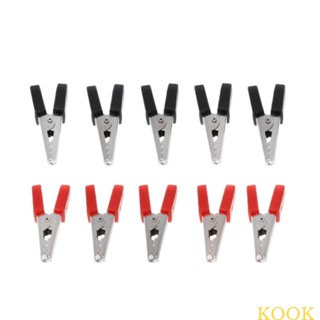 Kook คลิปปากจระเข้ มีฉนวนกันความร้อน สีแดง สีดํา 34 มม. สําหรับทดสอบสายไฟ 10 ชิ้น