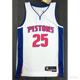 เสื้อกีฬาแขนกุด ลายทีม NBA Jersey Detroit Pistons No.25 ROSE 75th City Edition สีขาว สไตล์คลาสสิก สําหรับผู้ชาย และผู้หญิง