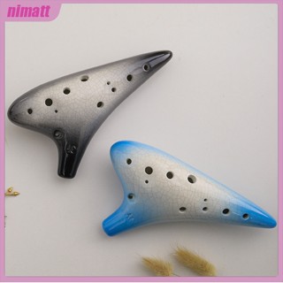 Ni Ocarina โอการินา เซรามิค 12 หลุม ลายรอยแตก รูปตัว C สําหรับสอนโปรโมชั่น การแสดง