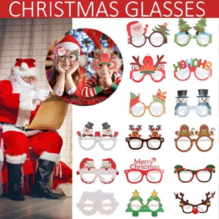 New Christmas Glasses Photo Booth Props Santa Claus Snowman Paper Frame Party