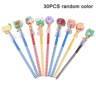 30pcs Birthday School Party Wooden Christmas Handwriting Cute Animals With Rubbers Cartoon Pencil