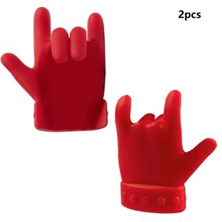 2pcs Gift Cute Cool Silicone Soft Kitchen Accessories Finger Shape Overflow Prevention Spoon Holder