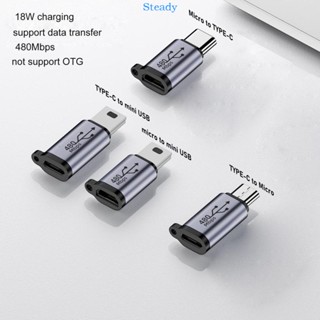 Steady อะแดปเตอร์แปลง Type-C เป็น Micro USB Mini USB 18W อะลูมิเนียมอัลลอย 480 ม.