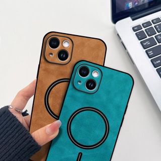 สําหรับ iPhone 14 Plus เคสหนัง เรียบง่าย พร้อมเคสโทรศัพท์ แบบดูดแม่เหล็ก