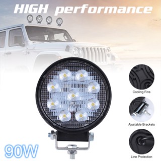 ไฟบาร์ LED 90W 9000LM ทรงกลม ขนาด 4 นิ้ว สําหรับรถบรรทุก SUV ออฟโร้ด