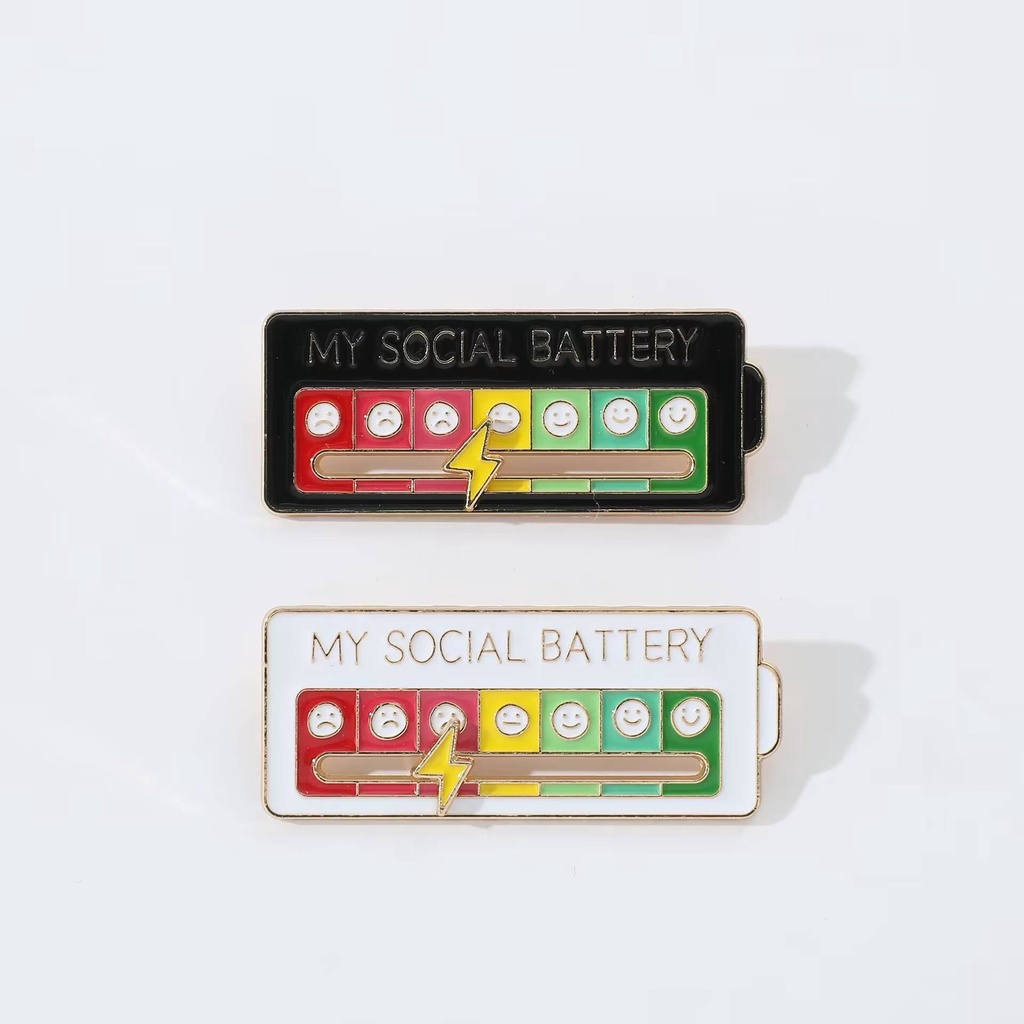 SY2 MY SOCIAL BATTERY อารมณ์พลังเปลี่ยนเข็มกลัดการ์ตูนน่ารัก pin SY2