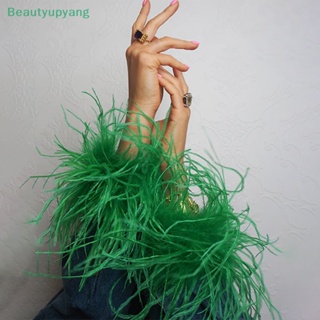 [Beautyupyang] กําไลข้อมือ ประดับขนนกกระจอกเทศ เครื่องประดับแฟชั่น สําหรับผู้หญิง