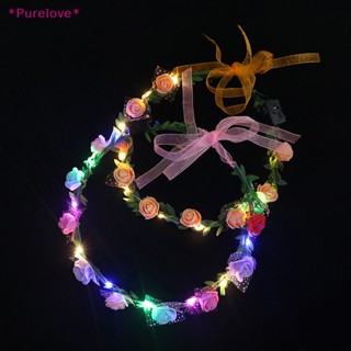 Purelove&gt; มงกุฎดอกไม้ ที่คาดผม ไฟ LED ตกแต่งพวงมาลัย งานแต่งงาน ใหม่