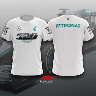 เสื้อยืดแขนสั้น พิมพ์ลายโลโก้รถยนต์ AMG F1