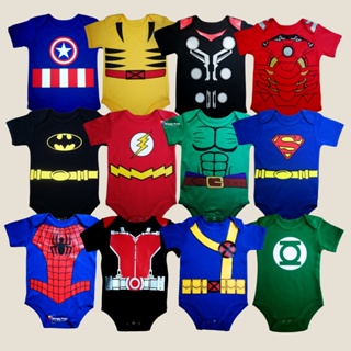 ชุดบอดี้สูท ผ้าฝ้าย ลาย Superhero Onesie PH X9NH สําหรับเด็กทารกผู้ชาย อายุ 0-12 เดือน