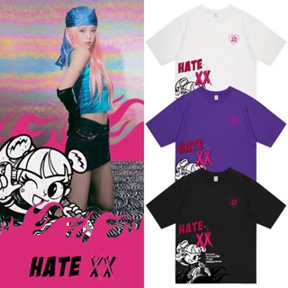 เสื้อยืดลําลอง ผ้าฝ้าย แขนสั้น คอกลม พิมพ์ลาย Kpop YENA HATE XX สําหรับผู้ชาย และผู้หญิง 2023