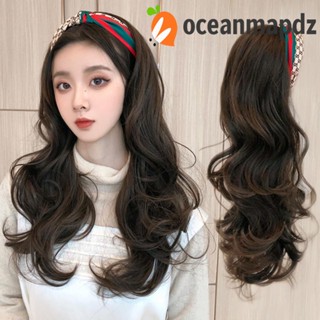 OCEANMAPDZ วิกผมสังเคราะห์ แบบครึ่งศีรษะ ทนความร้อน สีน้ําตาล สําหรับผู้หญิง