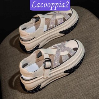 [Lacooppia2] รองเท้าแตะลําลอง ส้นแบน แบบนิ่ม เหมาะกับฤดูร้อน สําหรับสตรี เหมาะกับการพกพาเดินทาง