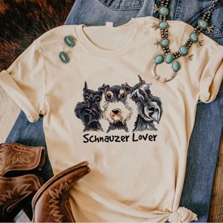 Schnauzer เสื้อยืด พิมพ์ลายการ์ตูนมังงะ สไตล์ญี่ปุ่น สําหรับผู้หญิง