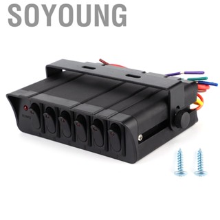 Soyoung 6-Gang Toggle Rocker Switch Box Controller Panel 3P Red Light Universal for 12V-24V Car RVs Marine Boat Yacht