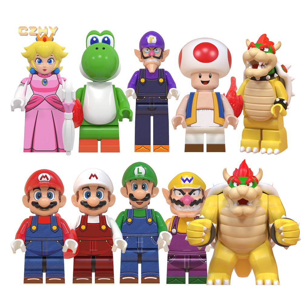 Koopa ตัวเลข Super Kinopio Wario Luigi Building Block ของเล่นเพื่อการศึกษาสําหรับเด็ก WM6103
