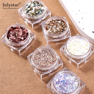 JULYSTAR Sparkling Crystal Galaxy Powder 2023 New Nail Enhancement Popular Super Thin Shell Sparkling Powder Versatile Nail Jewelry